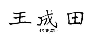 袁強王成田楷書個性簽名怎么寫