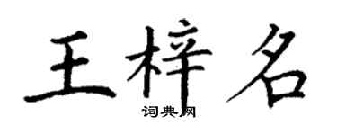 丁謙王梓名楷書個性簽名怎么寫