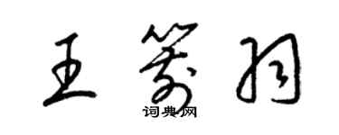 梁錦英王箭羽草書個性簽名怎么寫