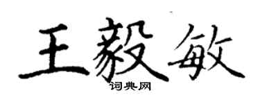 丁謙王毅敏楷書個性簽名怎么寫