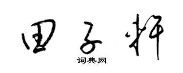 梁錦英田子軒草書個性簽名怎么寫