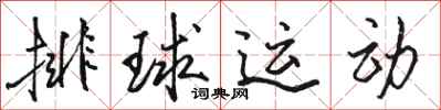 駱恆光排球運動行書怎么寫