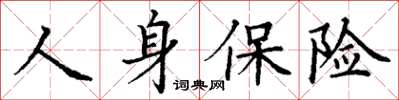 丁謙人身保險楷書怎么寫