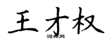 丁謙王才權楷書個性簽名怎么寫