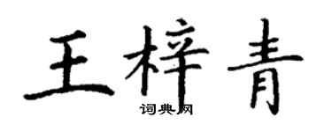 丁謙王梓青楷書個性簽名怎么寫