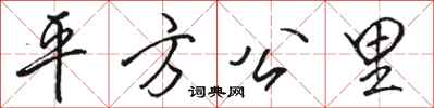 駱恆光平方公里行書怎么寫