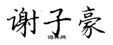 丁謙謝子豪楷書個性簽名怎么寫