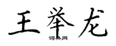 丁謙王舉龍楷書個性簽名怎么寫