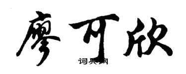 胡問遂廖可欣行書個性簽名怎么寫