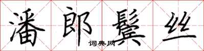 荊霄鵬潘郎鬢絲楷書怎么寫