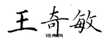 丁謙王奇敏楷書個性簽名怎么寫