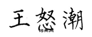 何伯昌王怒潮楷書個性簽名怎么寫