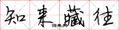 段相林知來藏往行書怎么寫