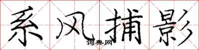 龐中華繫風捕影楷書怎么寫