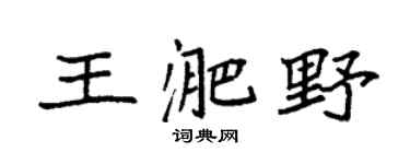 袁強王淝野楷書個性簽名怎么寫