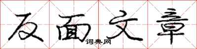 龐中華反面文章行書怎么寫