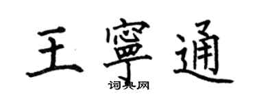 何伯昌王寧通楷書個性簽名怎么寫