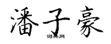 丁謙潘子豪楷書個性簽名怎么寫