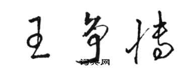 駱恆光王爭博草書個性簽名怎么寫