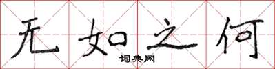 侯登峰無如之何楷書怎么寫