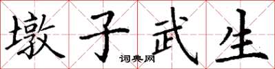 丁謙墩子武生楷書怎么寫