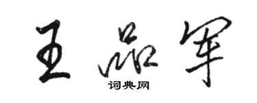 駱恆光王品軍行書個性簽名怎么寫