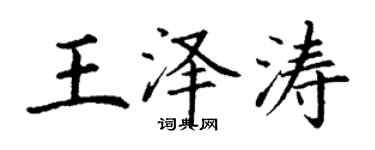 丁謙王澤濤楷書個性簽名怎么寫