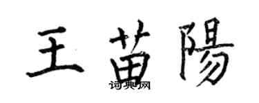 何伯昌王苗陽楷書個性簽名怎么寫