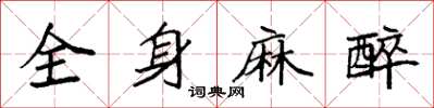袁強全身麻醉楷書怎么寫