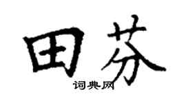 丁謙田芬楷書個性簽名怎么寫