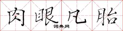 黃華生肉眼凡胎楷書怎么寫