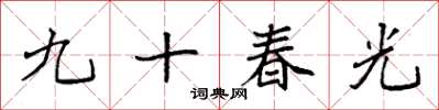 袁強九十春光楷書怎么寫