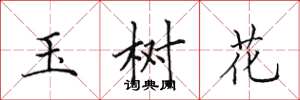 田英章玉樹花楷書怎么寫