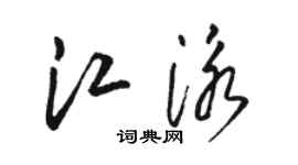 駱恆光江泳草書個性簽名怎么寫