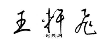 梁錦英王軒飛草書個性簽名怎么寫
