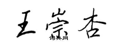 王正良王崇杏行書個性簽名怎么寫