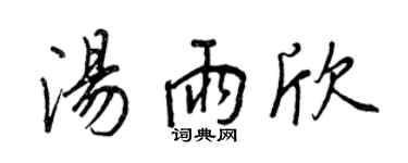 王正良湯雨欣行書個性簽名怎么寫