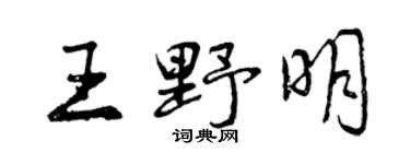 曾慶福王野明行書個性簽名怎么寫