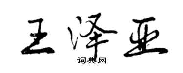 曾慶福王澤亞行書個性簽名怎么寫