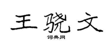 袁強王驍文楷書個性簽名怎么寫