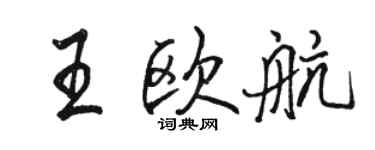 駱恆光王歐航行書個性簽名怎么寫