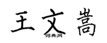 何伯昌王文嵩楷書個性簽名怎么寫