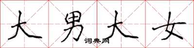侯登峰大男大女楷書怎么寫
