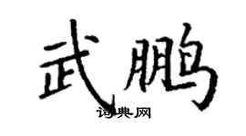 丁謙武鵬楷書個性簽名怎么寫