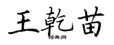 丁謙王乾苗楷書個性簽名怎么寫