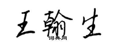 王正良王翰生行書個性簽名怎么寫
