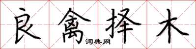 荊霄鵬良禽擇木楷書怎么寫
