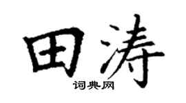 丁謙田濤楷書個性簽名怎么寫