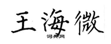 何伯昌王海微楷書個性簽名怎么寫