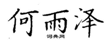 丁謙何雨澤楷書個性簽名怎么寫